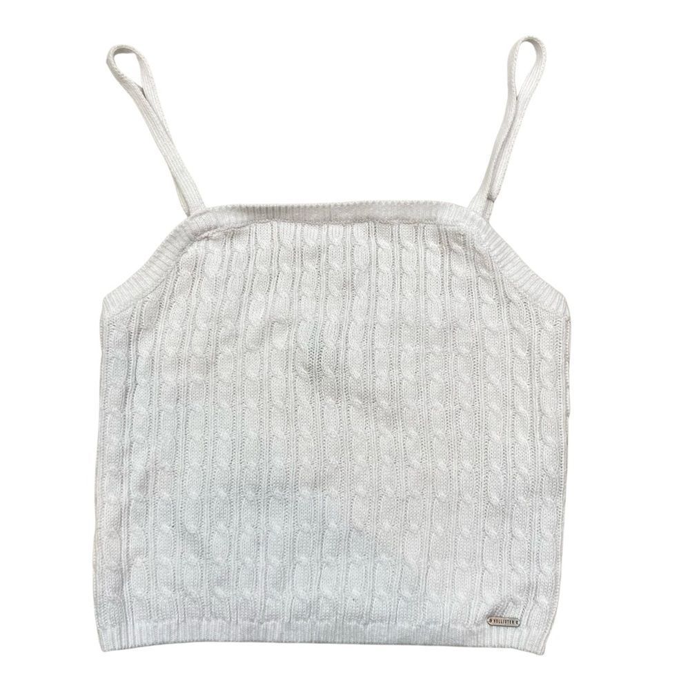 Hollister brand White Cable Knit Cropped Tank Top a size Small